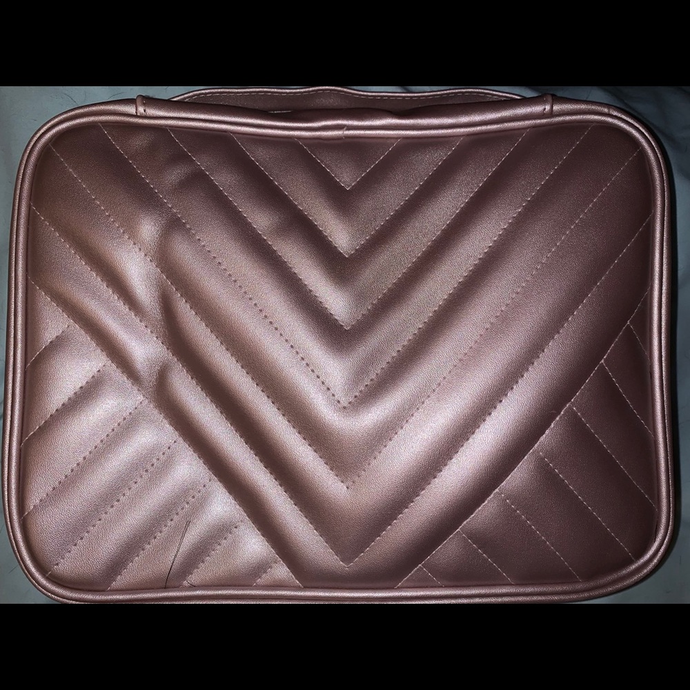Rose gold makeup bag